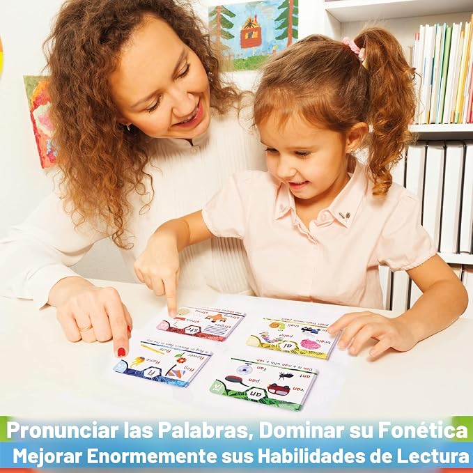 THE BAMBINO TREE Tarjetas flash Phonics - Aprender a leer en 20 etapas fónicas - Educación para niños de 4 a 8 años Kindergarten 1er 2do grado