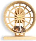 ZulBozz Silent Hamster Wheels Quiet Hamster Running Wheels 9″ Bamboo Wood Hamster Exercise Wheels with Adjustable Height for Syrian Hamsters Campbell Dwarf Roborovski Gerbils and Mice