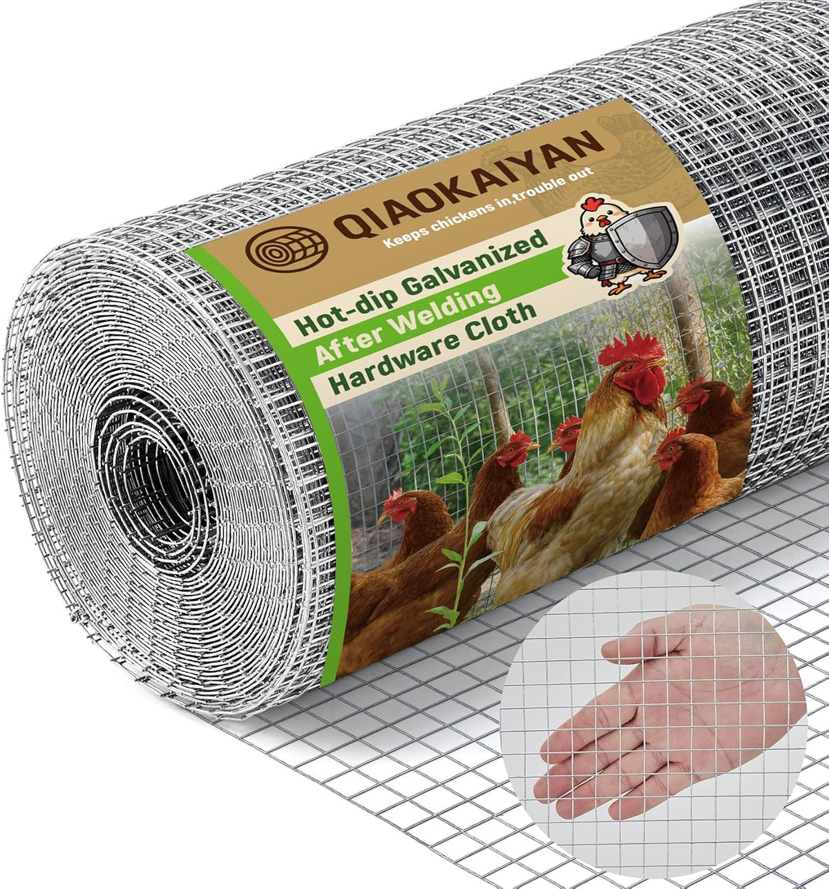 Malla metálica de 40,6 cm x 15,2 m (16" x 50') - Malla de alambre para gallinero soldada de alta resistencia de calibre 19 y 1,27 cm (1/2 pulgada), malla galvanizada en caliente para cercas de gallineros y jardines.