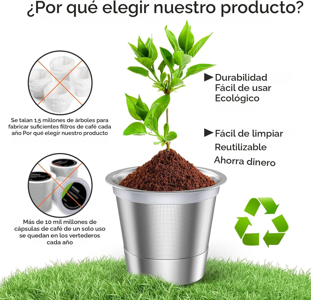 Noalto Tazas K reutilizables y cápsulas de café, tazas K universales de acero inoxidable para cafeteras Keurig 2.0 y 1.0 (paquete de 2)