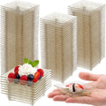 Acellegic 100 Mini Platos para Aperitivos, Paquete de 1 oz, Platos Cuadrados de Plástico de 2.4 pulgadas, Bandejas Desechables para Aperitivos, Ideales para Bodas, Despedidas de Solteros, Ensaladas, Pasteles, Meriendas y Fiestas de Cumpleaños (Dorado)