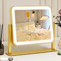 ROLOVE Espejo de tocador dorado con luces, espejo de maquillaje LED de 14 x 12 pulgadas