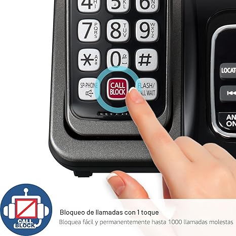 Panasonic KX-TGD830M - Teléfono inalámbrico con contestador automático, bloqueo de llamadas avanzado, identificación de llamadas bilingüe y pantalla de alto contraste, sistema expandible con 1 teléfono inalámbrico - KX-TGD830M (negro metálico)