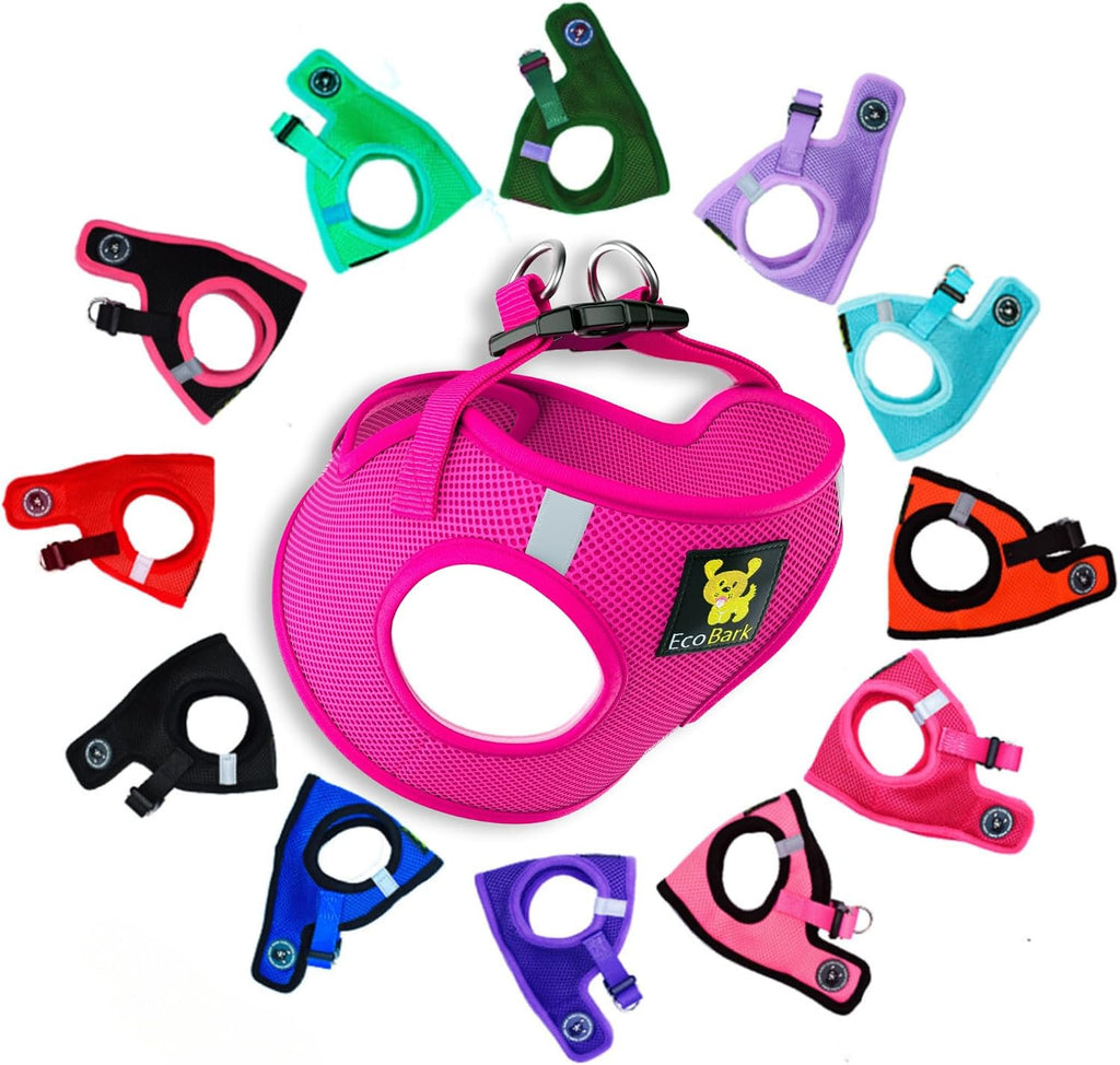 Arnés EcoBark para Perros Pequeños, Malla Suave Reflectante, Cómodo y Seguro, Ajustable (Small, Rosa)