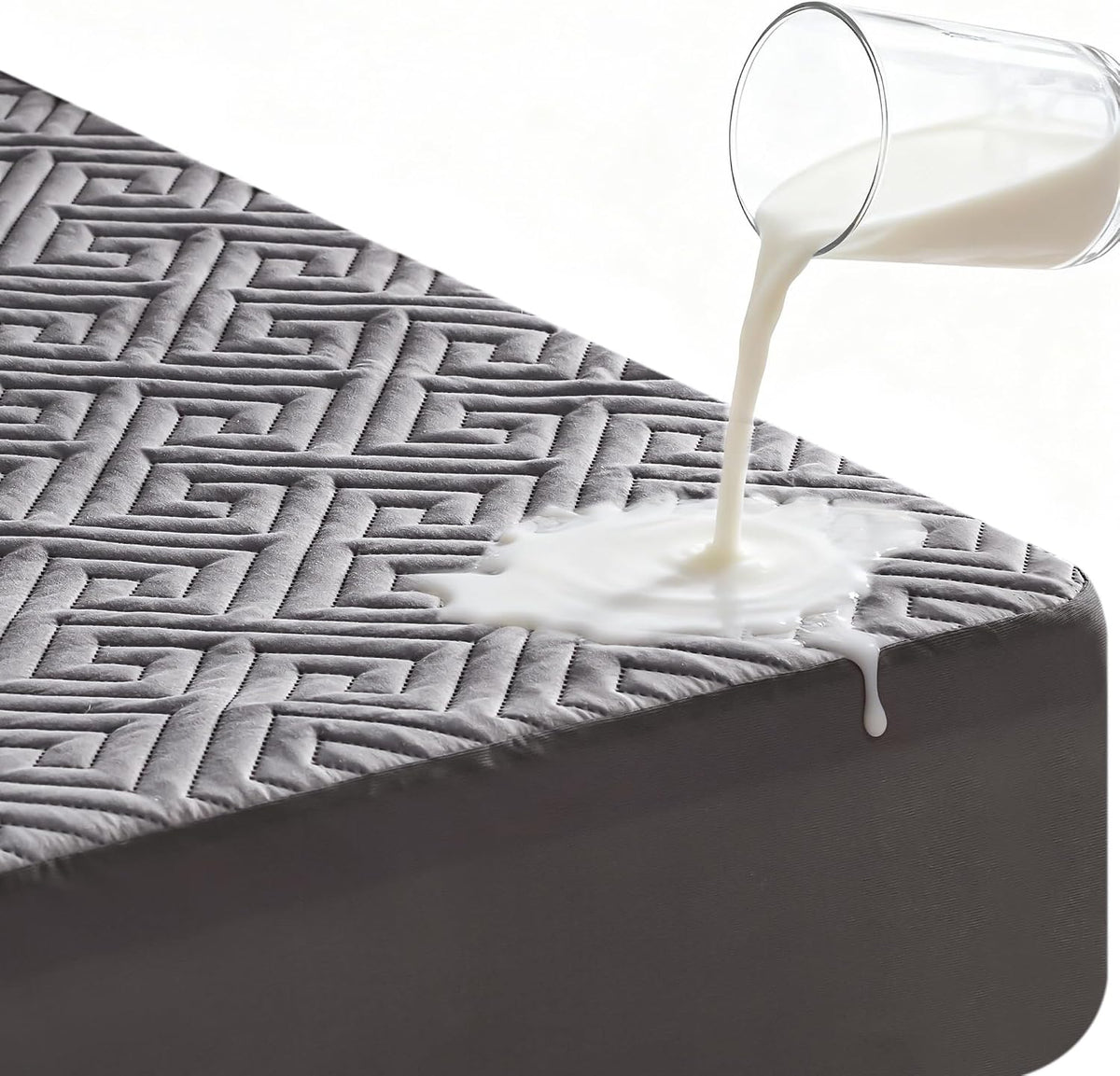 Protector de colchón impermeable BDEUS tamaño Queen con correas, funda silenciosa, bolsillo profundo, ajustable hasta 45 cm de profundidad, suave, transpirable, lavable a máquina, ideal para dormitorio y hotel (gris).