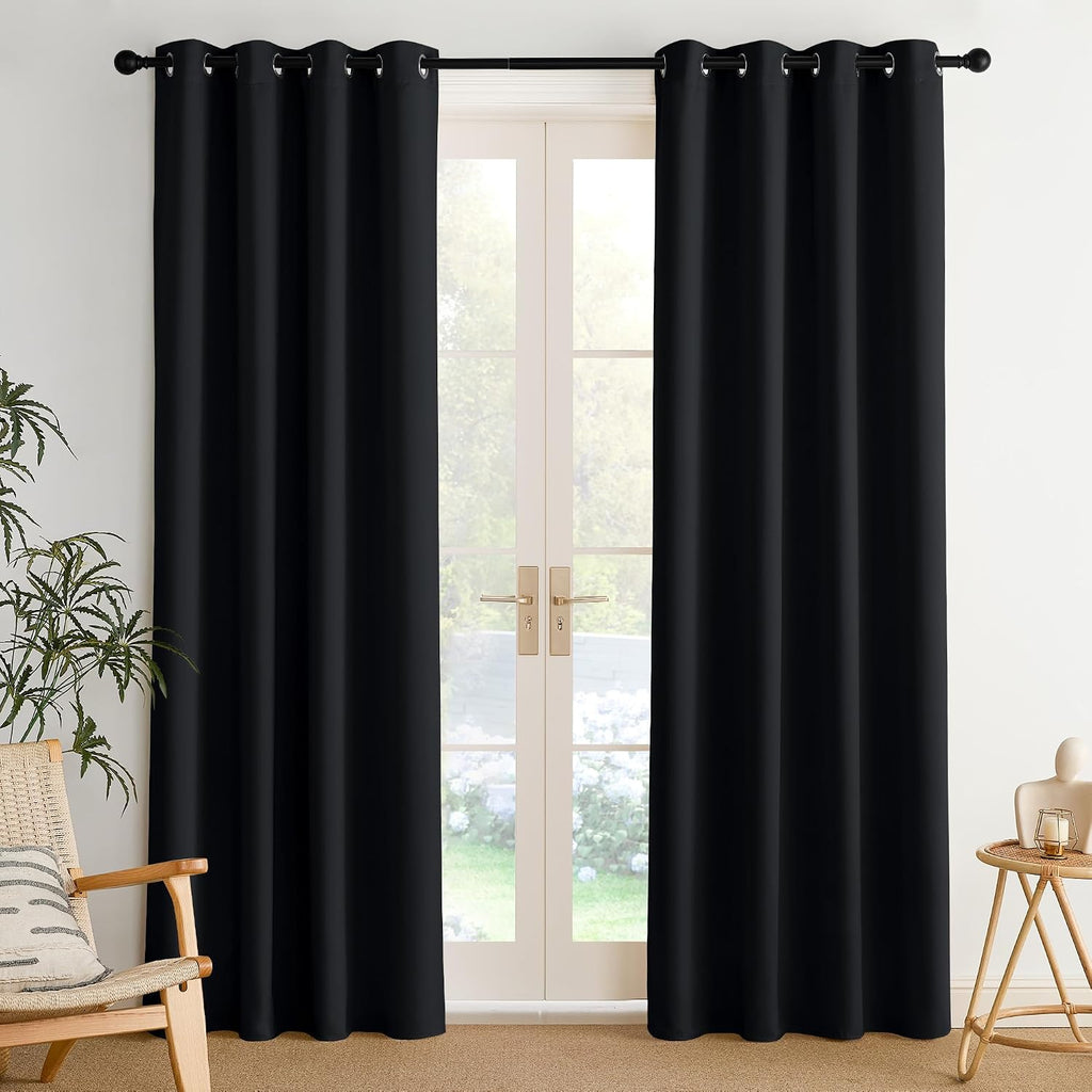 NICETOWN Cortinas Room Darkening, Set de 2 Paneles, Negro, 52 de Ancho x 84 de Largo Pulgadas
