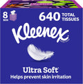 Kleenex - Pañuelos faciales ultra suaves, 8 cajas de cubos, 80 pañuelos por caja