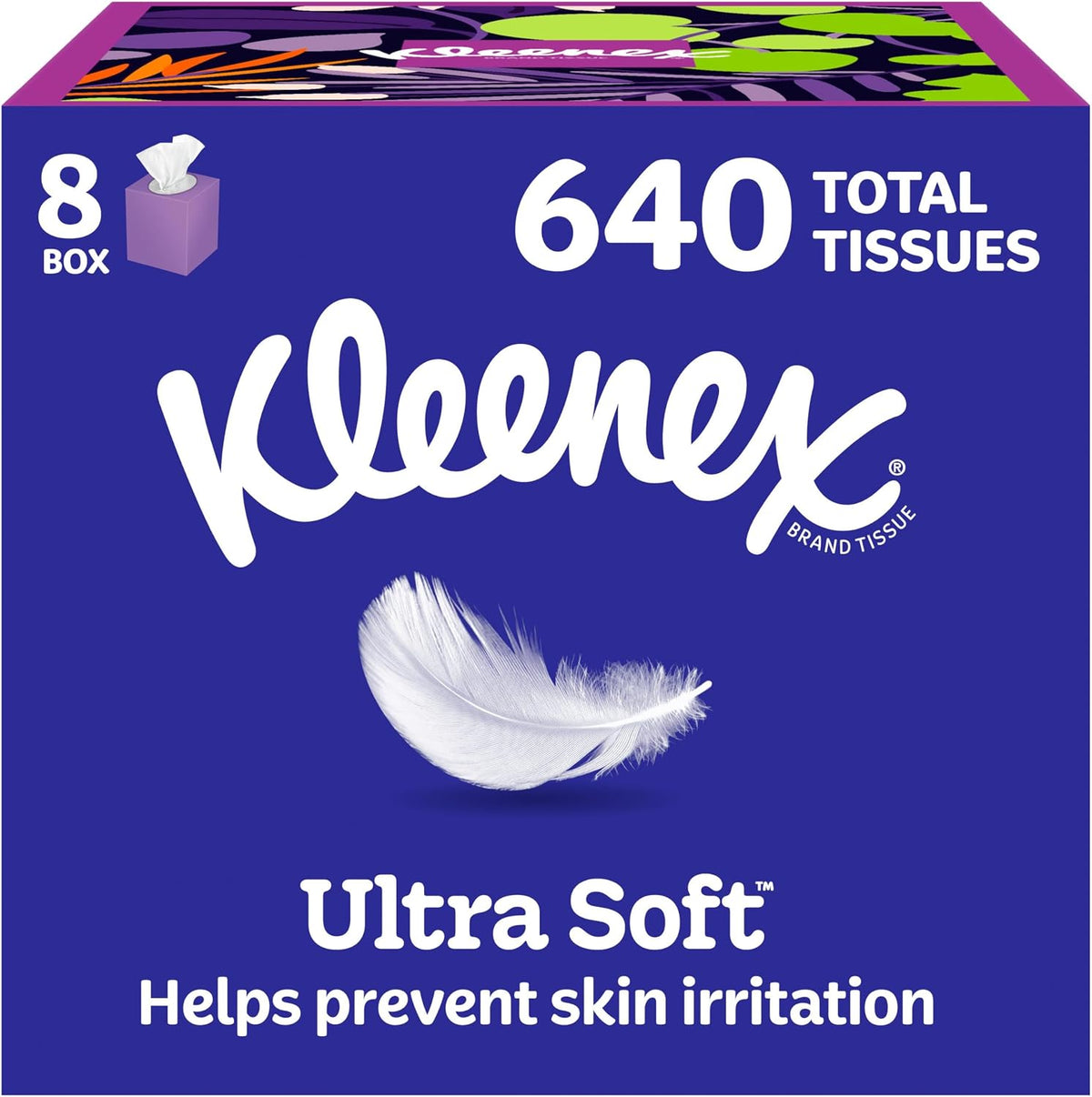 Kleenex - Pañuelos faciales ultra suaves, 8 cajas de cubos, 80 pañuelos por caja