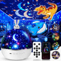 Proyector de luz nocturna de dinosaurio One Fire, con 15 películas y música Bluetooth y luz nocturna de dinosaurio controlada a distancia, proyector de estrellas recargable para niños, decoración de dinosaurios, regalos de dinosaurios para niños. 