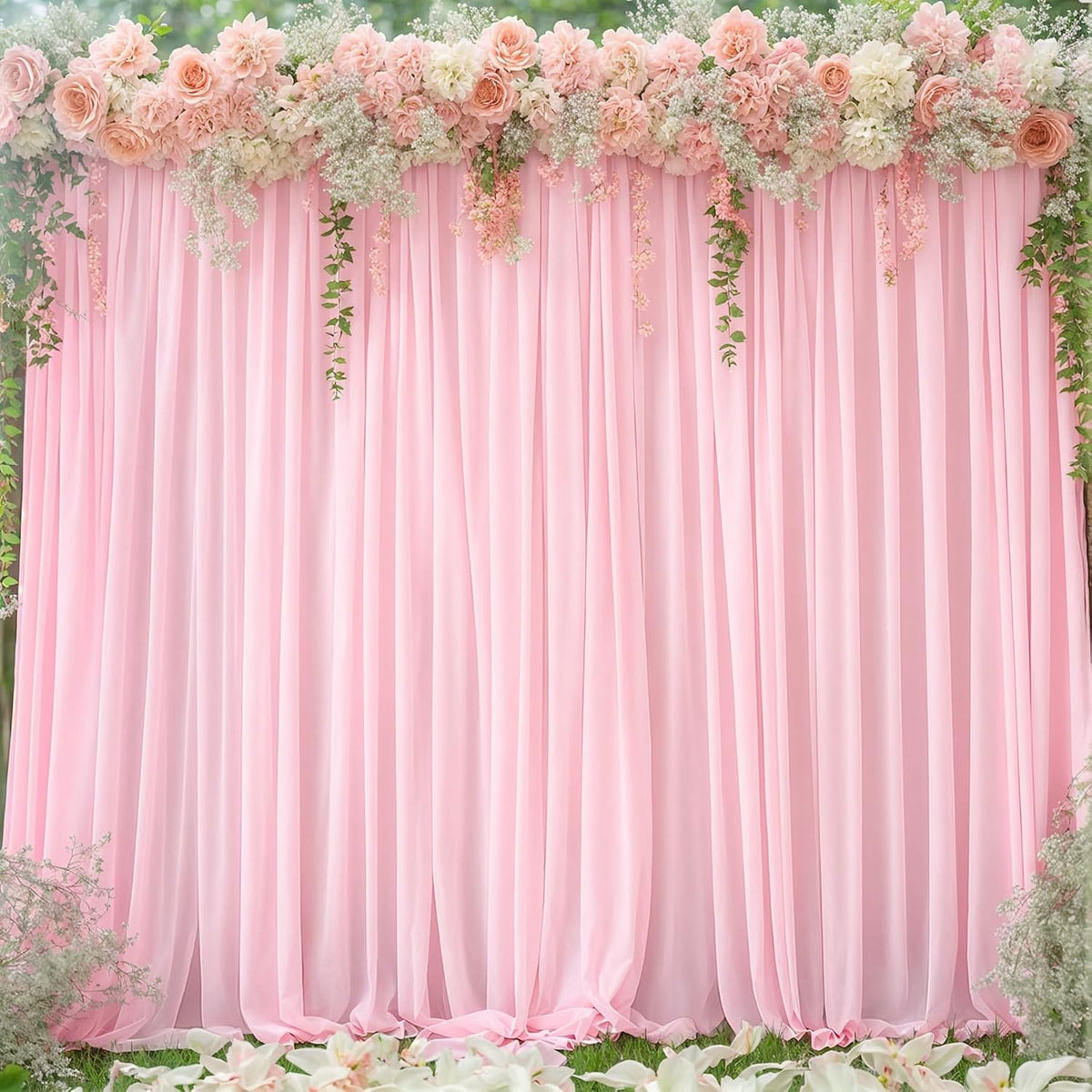 Cortinas de Fondo Rosa Bebé 8x10 Pies para Bodas y Fiestas | Telón de Poliéster sin Arrugas | Fondo para Baby Shower y Cumpleaños | 2 Paneles de 4x10 Pies