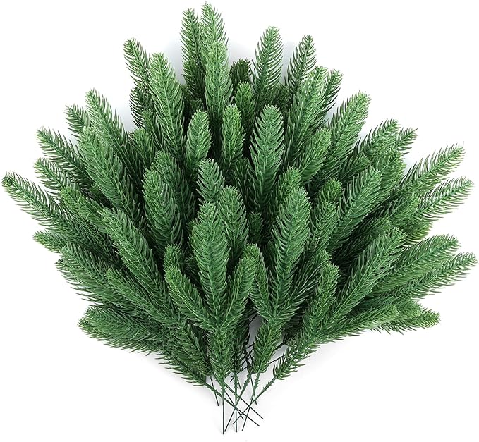 100 Ramas de Pino Artificial Hananona — Accesorios DIY para Guirnaldas, Coronas y Decoración Navideña | Verde