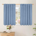 Cortinas de lino azul BGment de 40 pulgadas de largo para ventanas pequeñas, cortinas pequeñas que filtran la luz para cafetería, oficina, baño, dormitorio, estilo rústico, con bolsillo para barra y trabillas traseras, 42 pulgadas de ancho