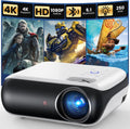 Proyector HAPPRUN Native 1080P, proyector de cine en casa Bluetooth con altavoz integrado, compatible con smartphone, HDMI, Fire Stick, PS5, uso en interiores y exteriores - Sin sistema Google TV