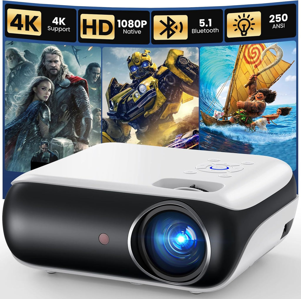 HAPPRUN Proyector inteligente para exteriores Native 1080P estándar