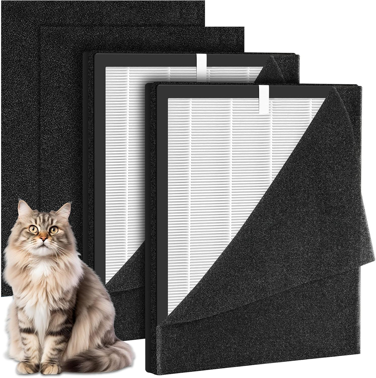 Filtros de Repuesto MOOKA KJ190L Pack de 2 – Para Purificador de Aire Habitaciones Grandes hasta 2000 ft², Carbon Activado, Mascotas