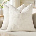 decorUhome Fundas Almohada Tiro Chenilla Verano Crema Blanca 50 x 50 cm Juego de 2 Texturada Suave Cómoda Fundas Almohada Sofá Arrugada Moderno Granja Boho Decorativas Fundas Cama Sofá Sala