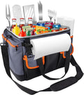 Homyplaza Organizador BBQ Grande con Portarrollos | Bolsa Plegable Aislada para Parrilla, Camping y Picnic | Almacenamiento de Utensilios de Cocina al Aire Libre