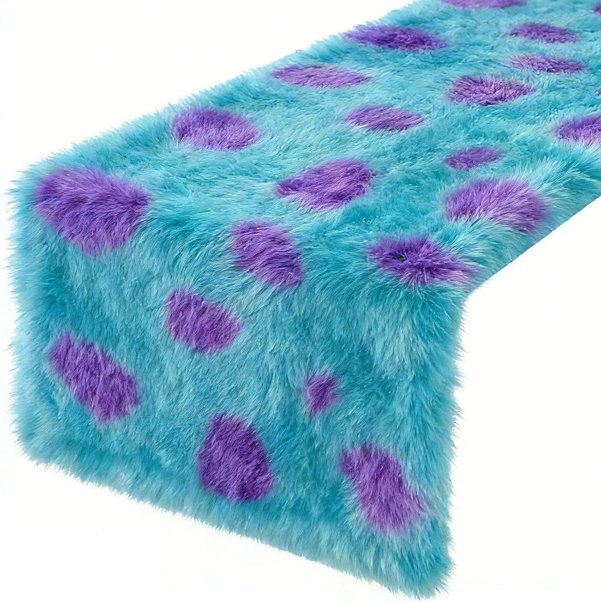 Camino de Mesa Monstruo Peludo Newwiee – 33x183 cm | Azul | Decoración para Fiesta de Cumpleaños