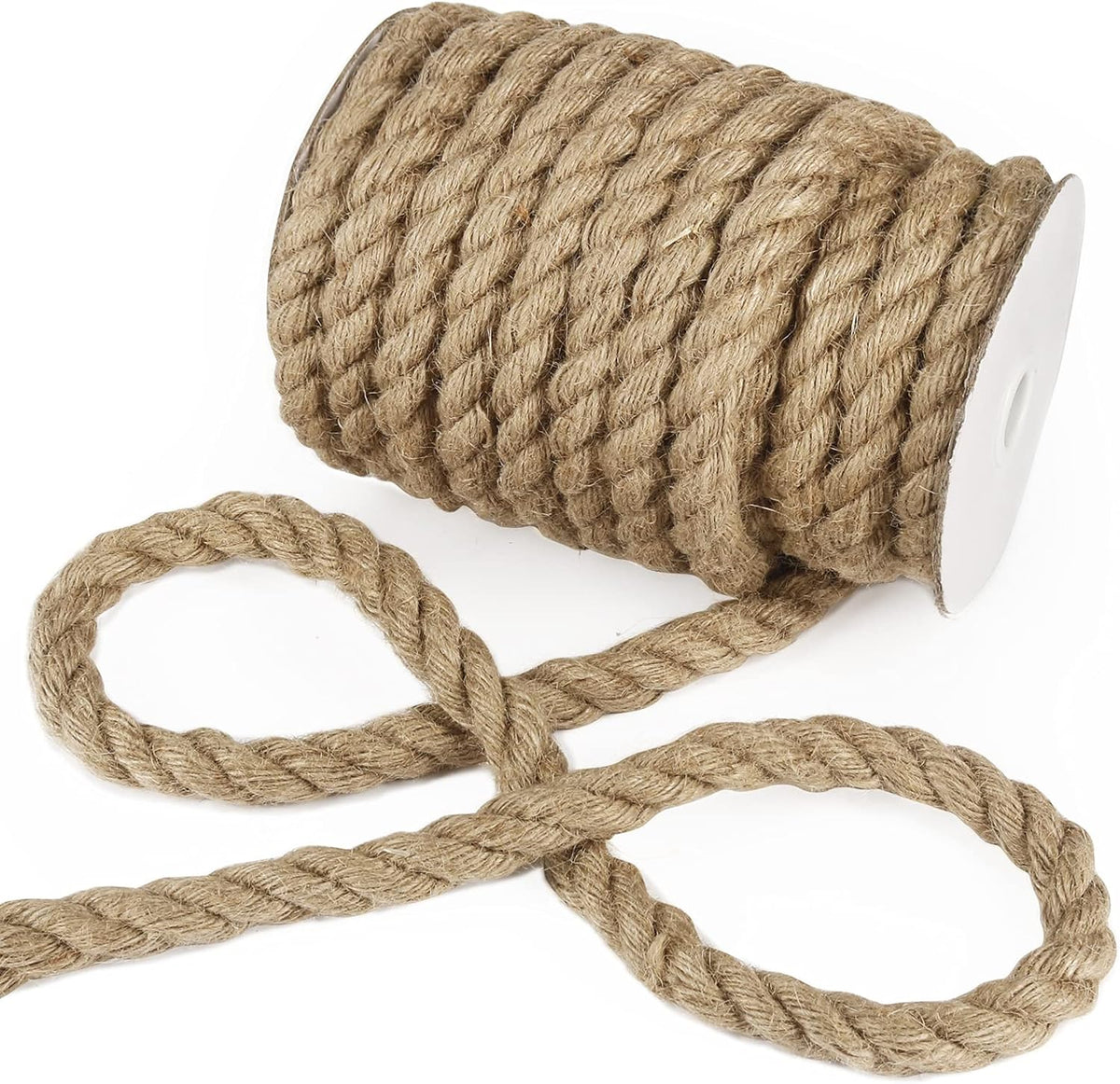 Tenn Well Cuerda de Yute 1/2 Pulgada | 33 Pies 14mm de Grosor | Cuerda para Manualidades, Jardineria, Decoracion y Poste Rascador para Gatos