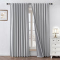 Zyvola 100% Blackout Curtains 84 inch Length 2 Panels Faux Linen Long Drapes for Bedroom Living Room Black Out Room Darkening Curtain Thermal Insulated Back Tab Rod Pocket(W52 x L84, Greyish White)