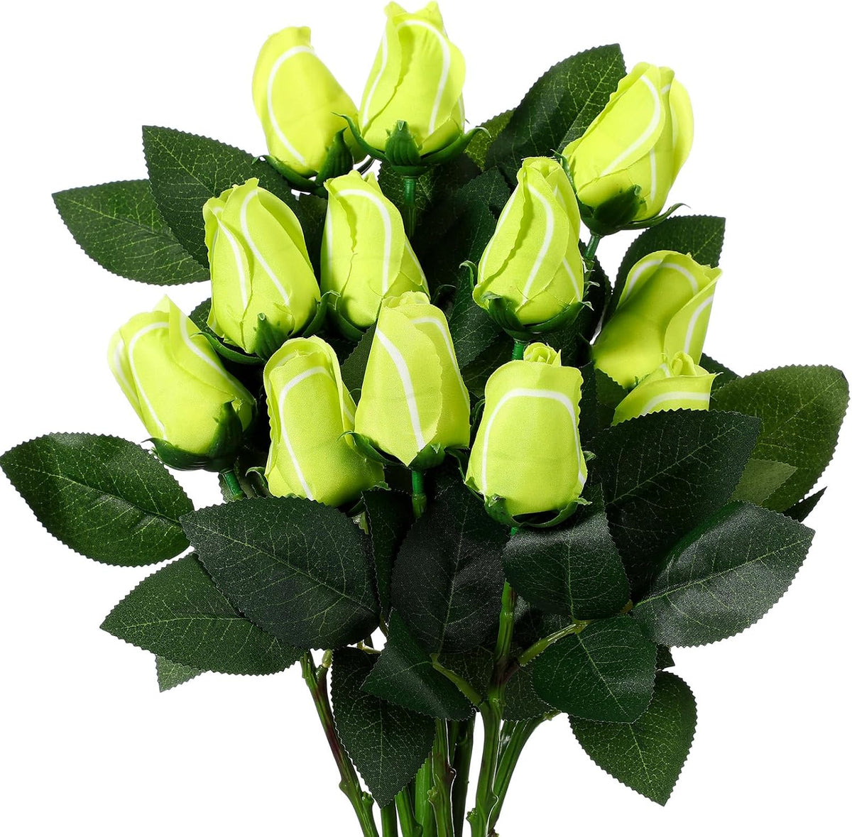 Suhine 12 piezas de rosas artificiales de tenis, recuerdos para fiestas deportivas, decoración para cumpleaños, graduaciones, bodas, centros de mesa, regalo para mamás, fans, entrenadores, equipo, noche de graduación (color tenis, normal)