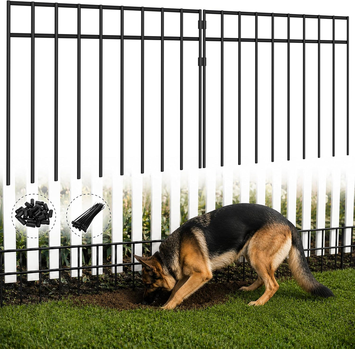 Valla Barrera para Animales de 17"x12", 30 pies (L) Valla Sin Excavación para Perros con Conexión a Presión Fuerte