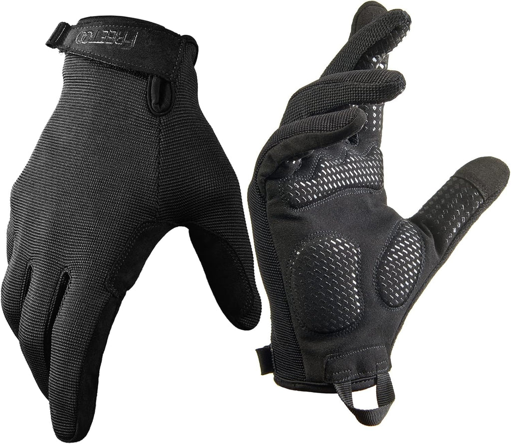 FREETOO Full-Finger Workout Gloves for Men, Padded Gym Gloves with Excellent Grip and Palm Protection (Touch Screen Friendly)