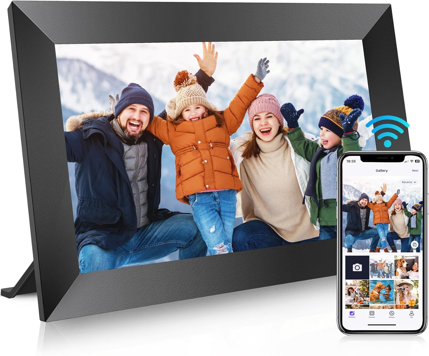 WONNIE Uhale Smart Digital Photo Frame | 10.1" HD IPS Touch, 32GB, WiFi, Auto-Rotate, Video Playback | Share from Anywhere