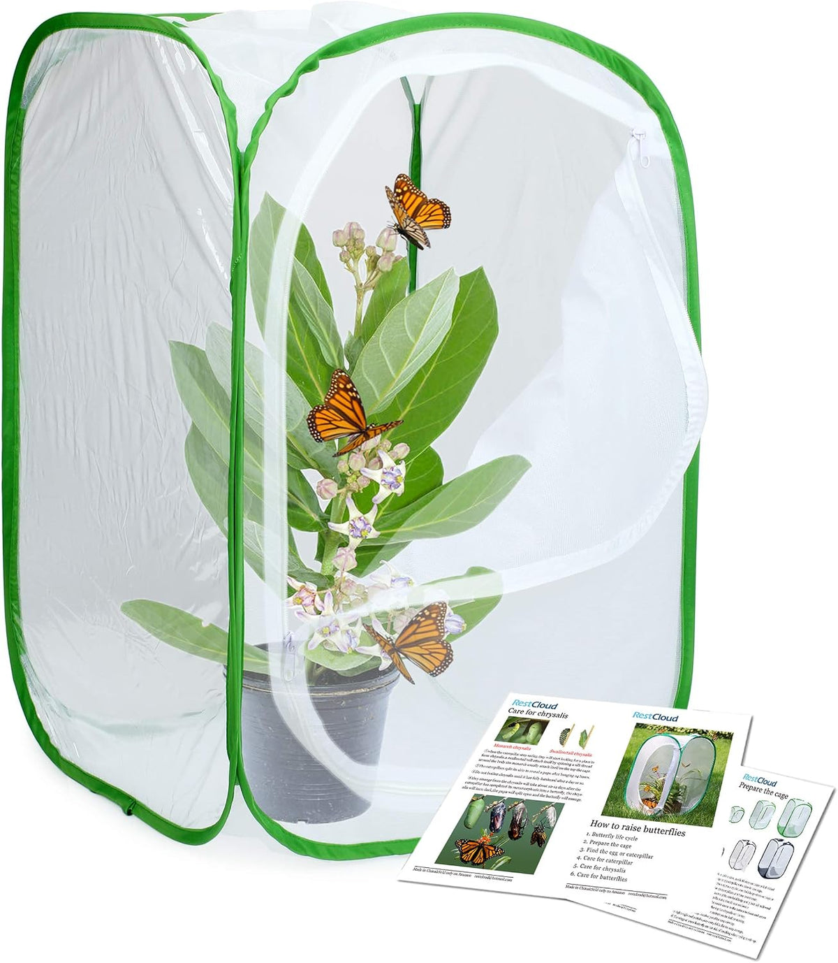 RESTCLOUD - Jaula de hábitat para insectos y mariposas, 23.6 pulgadas de alto