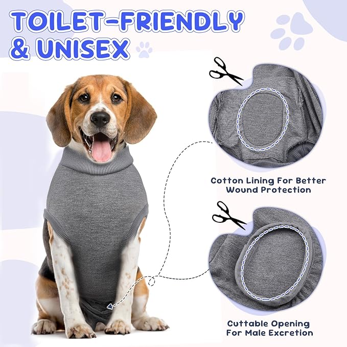 Traje de Recuperación Postoperatorio SlowTon para Perros – Alternativa al Collar Isabelino | Gris XL