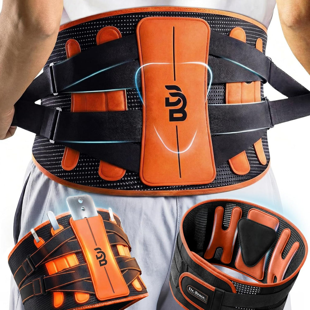 Faja Lumbar DR. BRACE® para Dolor de Espalda Baja – Sistema de Férulas Versátiles, Almohadilla Lumbar Extraíble, Ajustable y Transpirable