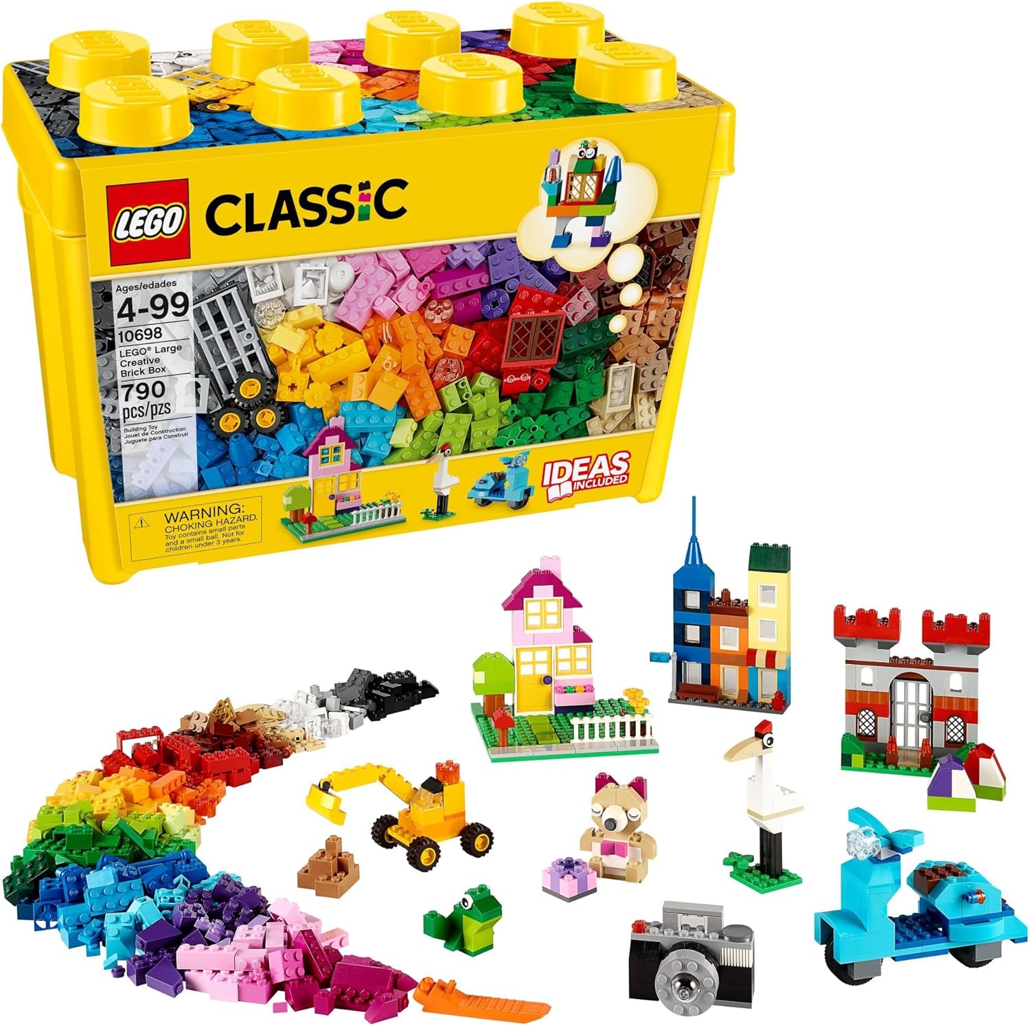 LEGO Classic Large Creative Brick Box (10698) - 790 Pieces in 33 Colors - Building Set with Windows, Doors, Tires & Baseplates - Kids Gift for Boys & Girls