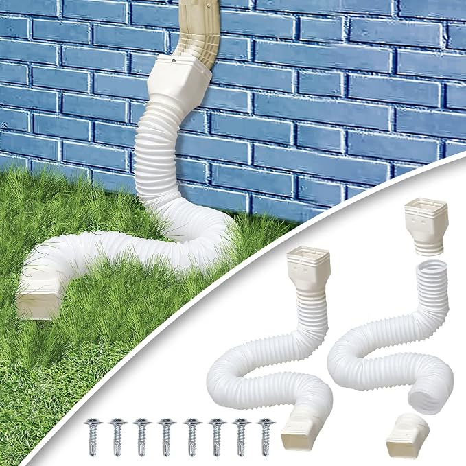 Extensiones Flexibles para Bajantes de Canaletas | Pack x2 | 20-59 Pulgadas | Blanco