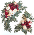 Juego de 2 guirnaldas de flores artificiales Piklado para letreros de bienvenida de boda, guirnaldas florales para la ceremonia y recepción de bodas (rojo)