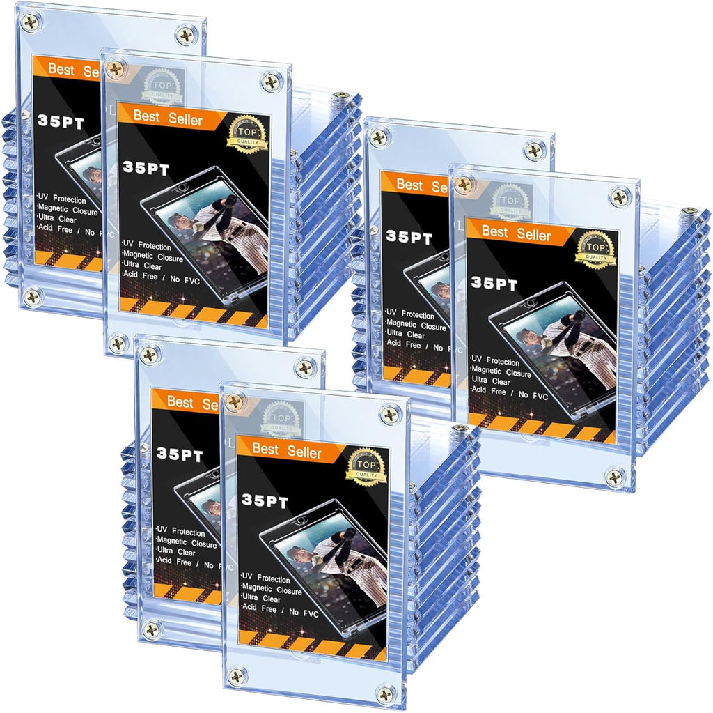 Jetec 10 piezas de protector de tarjetas coleccionables de béisbol, soporte para tarjetas con tornillos, 35 Pt, protector de exhibición de acrílico transparente para béisbol, fútbol, deportes, intercambio, juegos, almacenamiento y exhibición