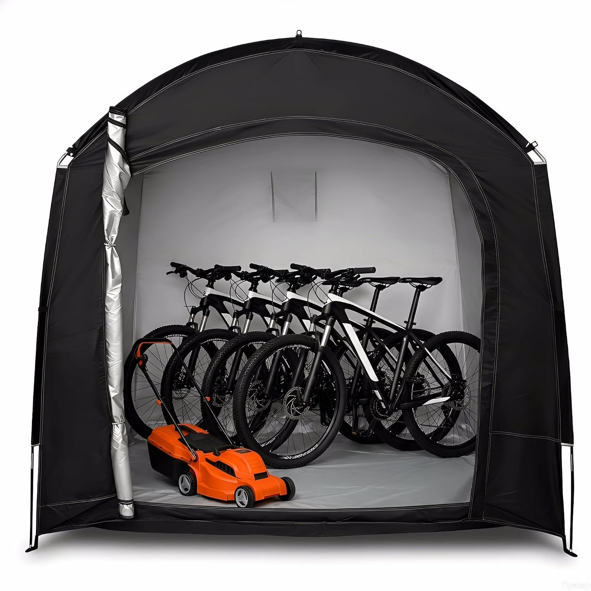 Carpa de Almacenamiento para Bicicletas Exterior Grande | 221x150x180cm | Para 4-5 Bicicletas | Impermeable con Ventana | Oxford 210D con Recubrimiento Plateado UV