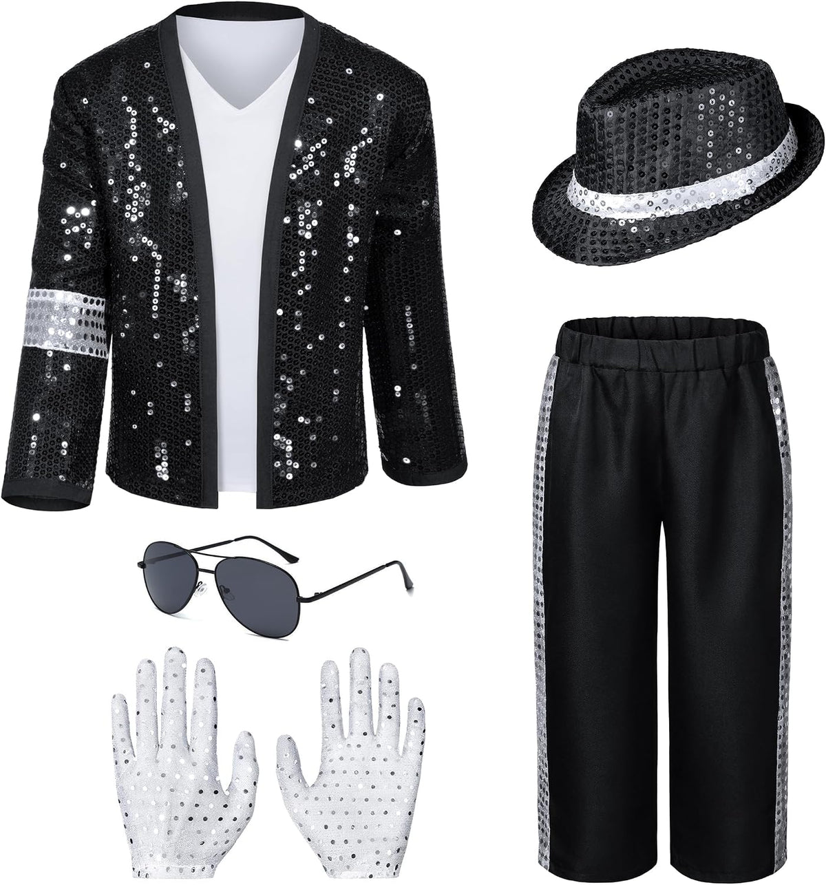 Disfraz de estrella de baile para niños, estilo años 80 y 90, para fiestas, cosplay, Halloween, juegos de rol, color negro, talla 11-12 años.