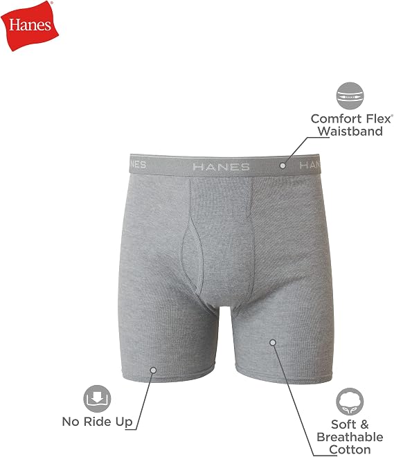 TALLA S-Calzoncillos bóxer Hanes Cool Dri sin etiqueta para hombre con cintura Comfort Flex, paquete de 6