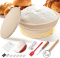 Juego de cestas de masa madre para calentar pan, cuenco termostático eléctrico de silicona, cuenco plegable redondo de 9 pulgadas, suministros para hornear pan de masa madre