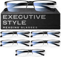 Gaoye, paquete de 6 gafas de lectura estilo ejecutivo 4.0 para hombre: gafas de lectura duraderas con filtro de luz azul y ajuste cómodo con montura TR90.