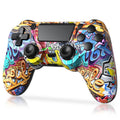TIANHOO Control Inalambrico Compatible con PS4/Pro/Slim | Vibracion Sensor de Movimiento Touchpad Barra de Luz Jack 3.5mm Graffiti