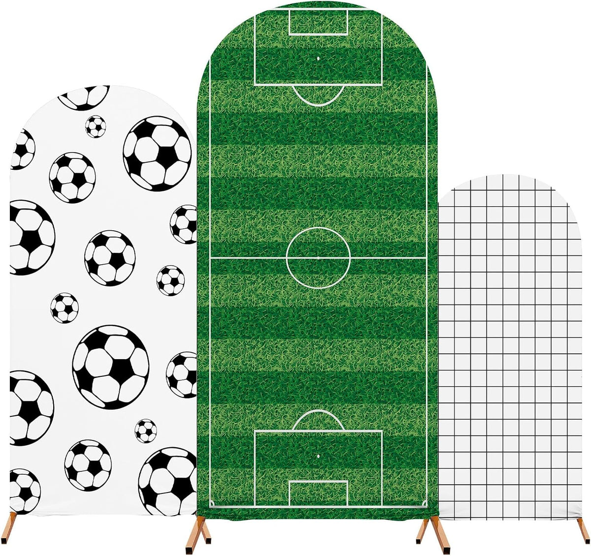 Tingjoo 3 piezas de soporte para arco con temática de fútbol, cubierta de spandex ajustada para arco redondo, fondo para fiesta de cumpleaños con temática de fútbol, decoración para bodas, fiestas de cumpleaños y aniversarios, 4 pies, 5 pies, 6 pies