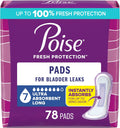Toallas Poise para Incontinencia y Posparto | Ultra Absorcion 7 Gotas, Largo Extendido | para Perdidas de Vejiga | 78 Unidades