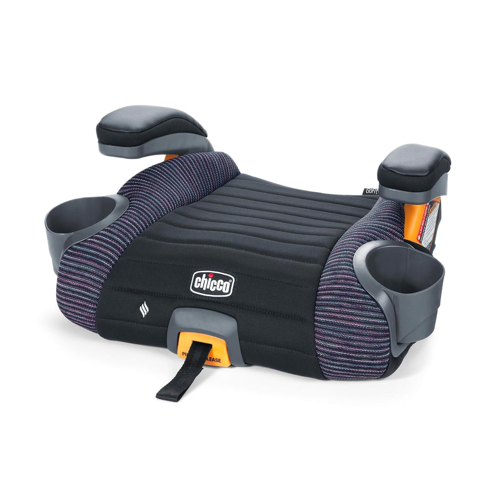 Silla elevadora sin respaldo Chicco GoFit ClearTex Plus, con sistema de anclaje LATCH y extracción rápida, portátil para niños de al menos 4 años y de 18 a 50 kg, color negro/confeti.