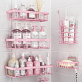 Organizador de Ducha Liuoud | Pack 5 | Acero Inoxidable Antioxidante | Adhesivo | Rosa | Baño y Ducha