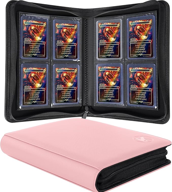 Carpeta Toploader, Capacidad para 128+ Toploaders, Estuche de Almacenamiento de Tarjetas con 4 Bolsillos Top Loader, Bolsillos de Doble Cara para cartas coleccionables