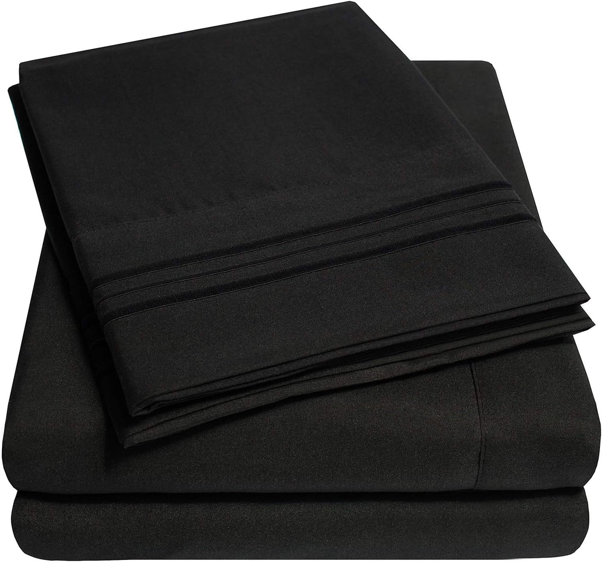 Set de Sabanas 1500 Supreme Collection con Bolsillo Extra Profundo | Suaves y Antiarrugas | Mas de 40 Colores | Bolsillo de 21 pulgadas | King | Negro