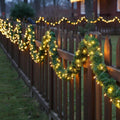 Craftsatin 49 ft Christmas Outdoor Garland with Lights Artificial with 160 LED Light Pine Garland Soft Greenery for Christmas Outdoor Indoor Decoration Holiday Party Stairs Wall Fireplace Porch