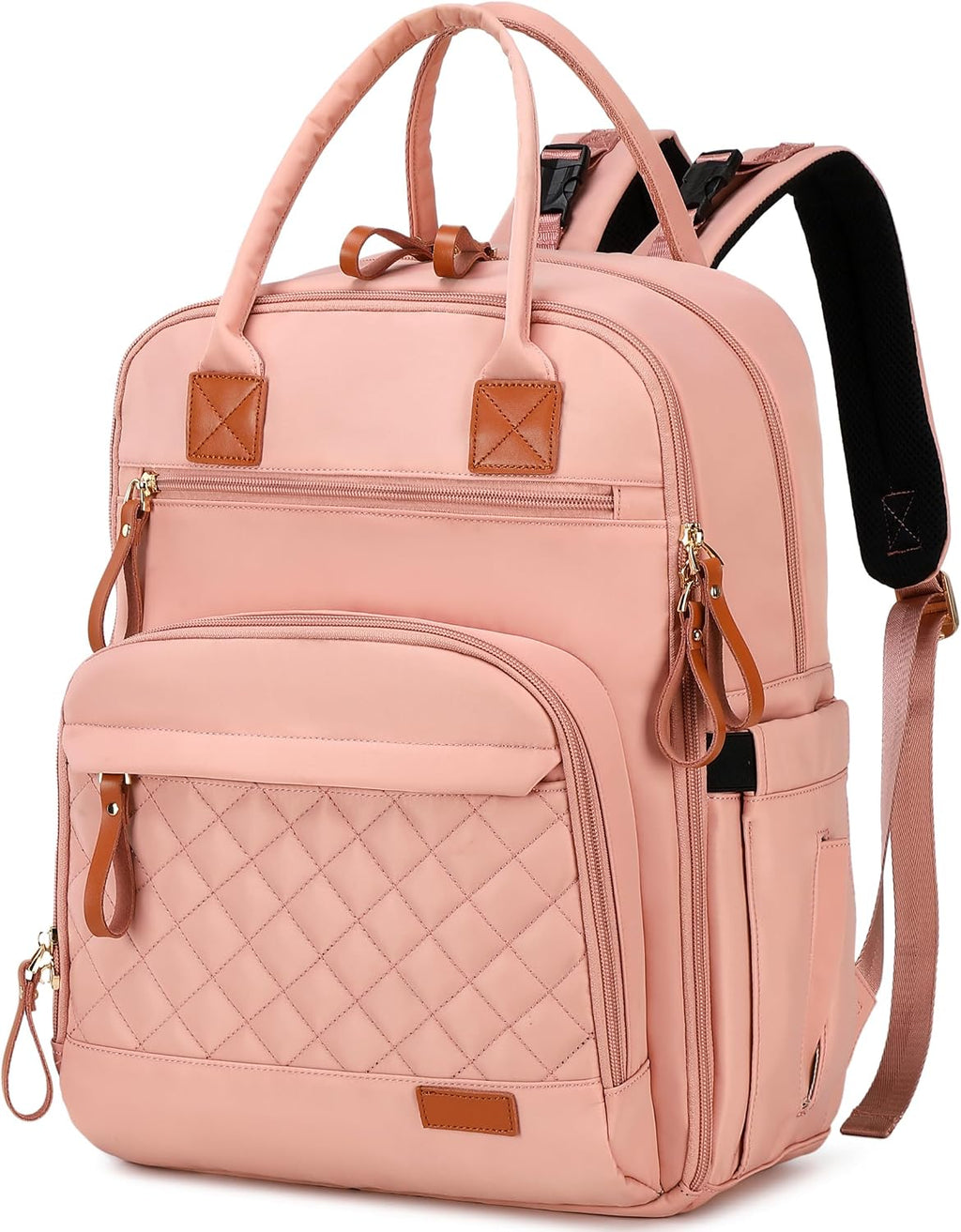 Mochila cambiador grande LORADI con 18 bolsillos, 4 bolsillos isotérmicos y enganches para cochecito, ideal para baby shower (rosa, grande).