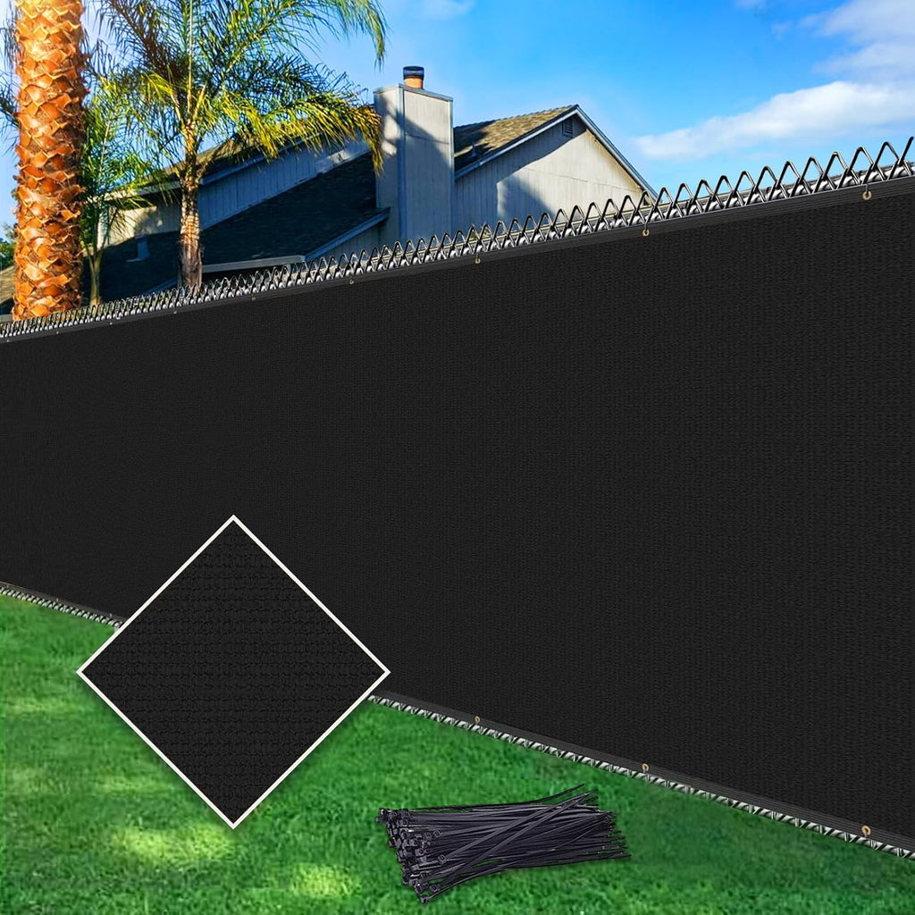 Malla de Privacidad Cisvio 2.44 x 7.62 m – 170 g/m² Resistente, Anti-Viento y Polvo para Patio, Balcón, Terraza y Piscina, Negro